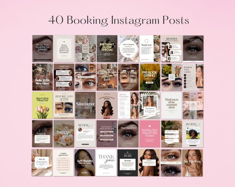 Lash Business Bundle, 40 Lash Tech Social Media Templates, Lash Artist ...