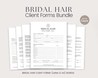 Bridal Hair Agreement, Bridal Hair Contract, Hair Dresser Form, Hair Stylist Contract, Bridal Hair Wedding Contract, Wedding Hair Contract