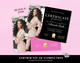 Certificate Of Completion Template, Printable Lash Artist Certificate, Editable Training Certificate Template, Canva Template DIY Award