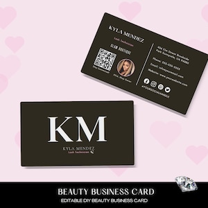 Lash Business Card Template Design, QR Code Card, Salon Business Card, Canva Template, Lash Tech Business Card, Nails, Hair, DIY Beauty Card