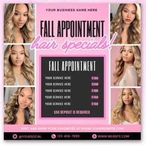 Appointments Available Flyer, DIY Flyer, Hair Flyer, Nails Flyer, Braids Flyer, Makeup, Locs, Wigs Flyer Template, Booking Flyer, Canva