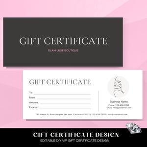 Gift Certificate Canva Template, DIY Editable Beauty Salon Promotion Voucher Editable Gift Card, Spa Gift Certificate, Lash Gift Card