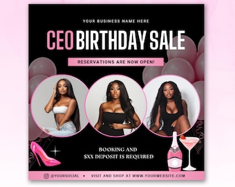 CEO Birthday Flyer, DIY Flyer Template Design, Celebration Flyer, Sale Flyer, Hair Flyer Beauty Boutique Flyer Lash Flyer Premade Business