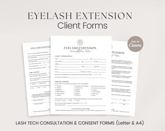 Lash Consent Form, Lash Client Consultation, Eyelash Extension Forms, Editable Lash Consent Templates, Lash Tech Forms, Esthetician Forms