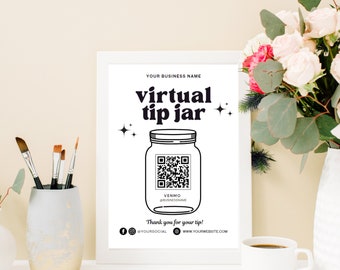 Printable Virtual Tip Jar Venmo Payment Sign QR Code Sign Template ...