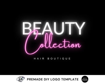 DIY Beauty Logo, Boutique Logo, Nail Logo, Hair Logo, MUA logo, Beauty Logo, Luxury Logo Design, Pink Logo, Editable Logo, Eyelash Logo