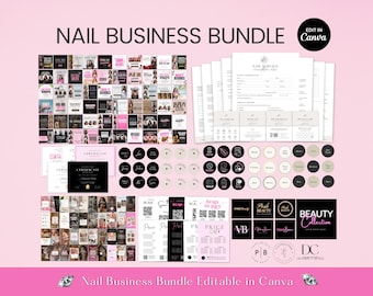 Nail Business Bundle, 60 Nail Tech Social Media Templates, Nail Artist Content, Nail Service Consent Forms, Nail Client Intake, Nail Forms