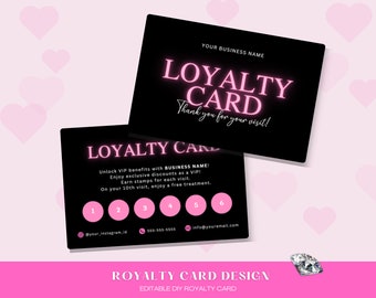 Loyalty Cards, DIY Marketing Cards Template Design, Lash Business Card, Hair Business Cards, Customer Rewards Card, Business Card Template