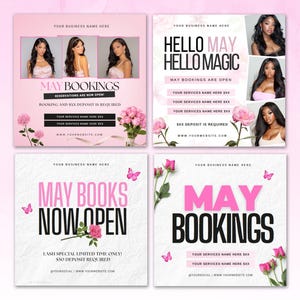 May Booking Flyer, Spring Booking Flyer, May Flyer, Canva Template, Book Now Appointments, Beauty, Lashes, Make up, Nails , Braids Flyer