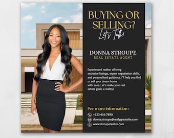 Buying or Selling Real Estate Flyer, Canva Real Estate Template Printable, Home Buying Flyer, Realtor Flyer, DIY Realter Flyer, Realtor