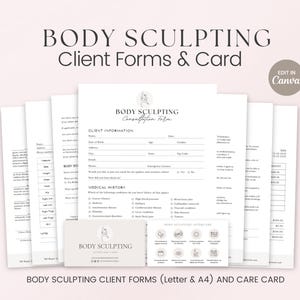 Esthetician Forms, Body Sculpting Forms, Body Med Spa Intake Forms, Body Contouring Form, Body Shaping Consent, Consultation Forms Esthetics