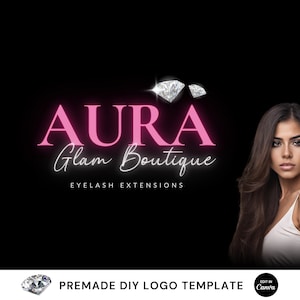 DIY Luxury Logo, Boutique Logo, Beauty Logo, Lash Logo, Hair Logo, Makeup Logo, Nail Braid Cosmetic Logo, Editable Logo Template Canva