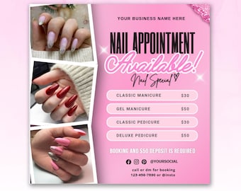 DIY Nail Bookings Flyer, Nails Special Flyer, Nail Tech Flyer, Nails Special Deal Flyer, Nails Technician Flyer, Nail Flyer, Nails Extension