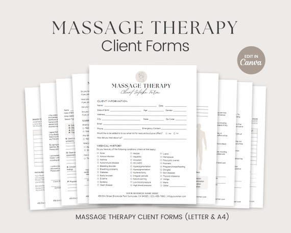 Massage Therapy Form, Massage Intake Form, Massage Aftercare, Massage SOAP Notes, Massage Consent Form, Massage Therapy Form, Spa Forms