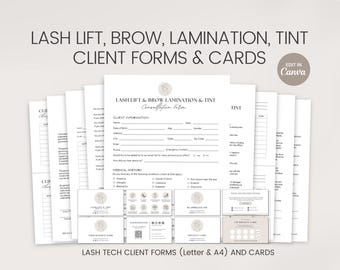 Lash Lift, Brow Lamination, Tint Forms, Lash Consent Templates, Brow Lash Consultation, Editable Esthetician Forms, Lash Technician Form