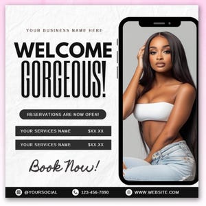 New Client Flyer, New Client Welcome Flyer, Hair Braids Lashes Wig Installs Makeup Nails Booking Flyer, Book Now, Appointments Flyer, Canva