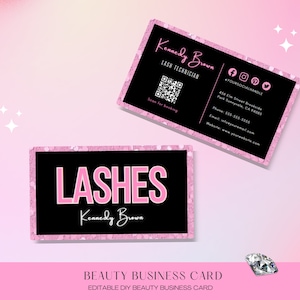Business Card Canva Template, Luxury Business Card, Esthetics, Braid, PMU Business Cards, Lash Tech, Glam Business Card, Beauty Boutique