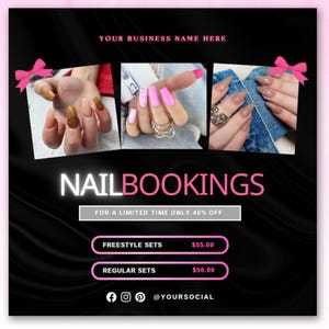 Nail Flyer, Nail Bookings Flyer, Nail Tech Flyer, Nail Books Open Flyer, Book Now Flyer, Nail Flyer For Promo, Nail Bookings Template