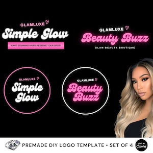 DIY Beauty Logo, Editable Canva, Logo template. Editable logo, Braids Logo, Hair Logo, Nails Logo, Lash Logo template, DIY Custom Logo