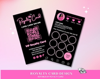 VIP Loyalty Cards, DIY Marketing Cards Template Design, Lash Loyalty Card Stamp, Boutique Reward Cards, Lash Hair Premade Business Cards
