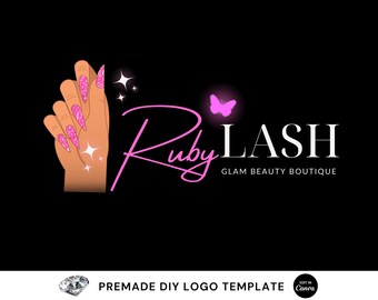DIY Luxury Logo, Boutique Logo, Beauty Logo, Lash Logo, Hair Logo, Wig Logo, Makeup Logo, Nail Fashion Braid, Edit in Canva Logo Template