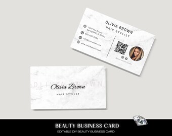 Beauty Salon Business Card, Editable Template Makeup Business Card Printable, DIY Beauty Calling Card, Feminine Business Makeup Template