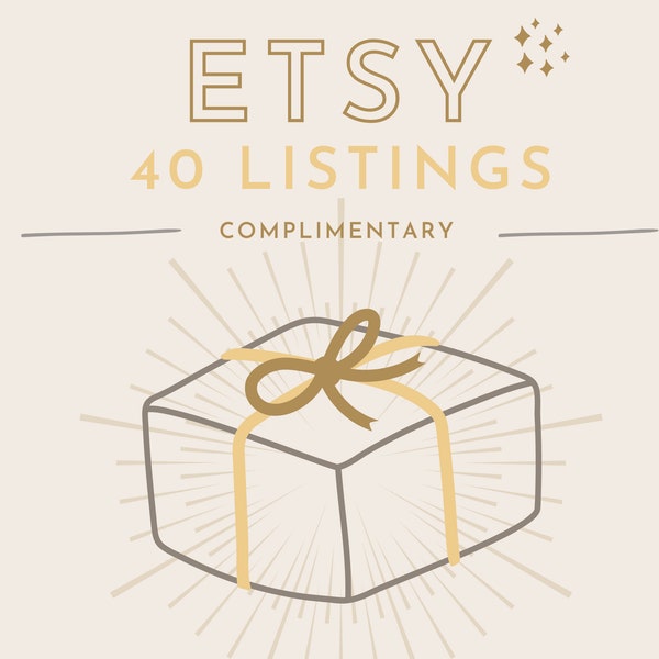 Kickstart Your Etsy Journey with 40 Free Listings! No Strings Attached. Get your store up and running in no time!