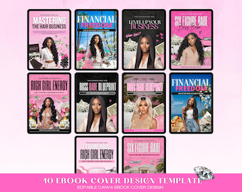 Ebook Cover Template Bundle, DIY Canva Ebook Cover , Boss Babe, Six figure, Rich Girl, Entrepreneur, CEO, Beauty Business, Digital Products