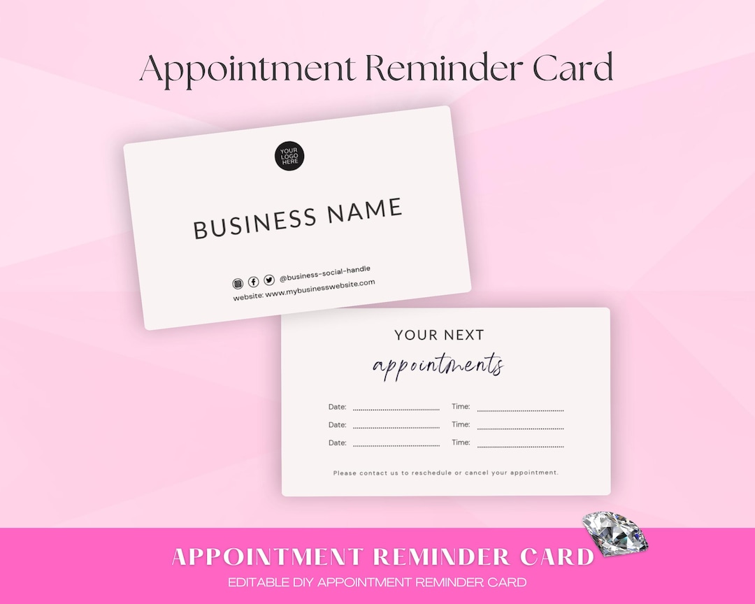 Editable Appointment Reminder Card Template, DIY Editable Cards ...