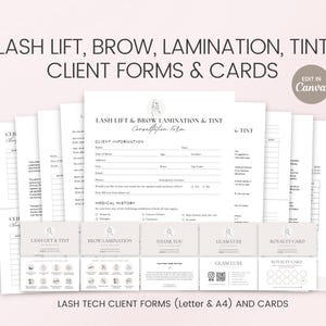 Editable Lash Lift and Brow Lamination Templates, Esthetician Forms, Lash Consent Forms, Lash Consent Form, Eyebrow Intake Form, Salon Form