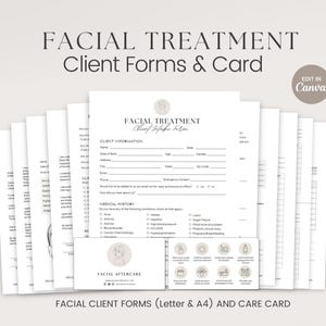 Facial Consultation Form, Facial Forms, Esthetician Consent Forms, Client Information Form, Client Intake Form, Esthetician Facial Forms