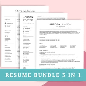 May include: Three black and white resume templates with the text "RESUME BUNDLE 3 IN 1" at the bottom.