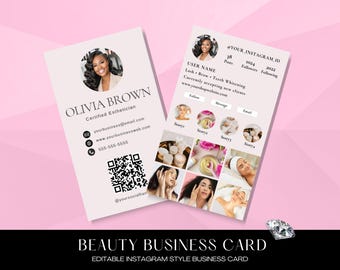 Instagram Business Card, DIY Canva Business Card Template Design, QR code Business Card, Business Cards, Premade Hairdresser Business Cards
