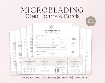 Editable Microblading Forms, Esthetician Templates, Microblading Consultation Form, Printable Microblading Forms, Beauty Salon Forms