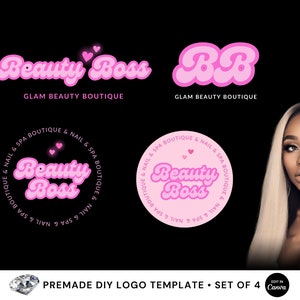 DIY Beauty Logo, Custom Logo Design, Edit in Canva, Logo template. Editable logo, Braids Logo, Hair Logo, Nails Logo, Lash Logo template