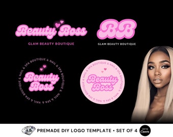 DIY Beauty Logo, Custom Logo Design, Edit in Canva, Logo template. Editable logo, Braids Logo, Hair Logo, Nails Logo, Lash Logo template