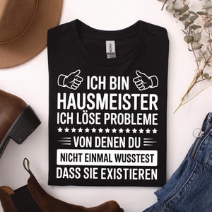 Maglietta del custode – maglietta con frase divertente “Risolvo i problemi” – regalo per uomini e donne – professione/artigianato, responsabile di struttura, compleanno