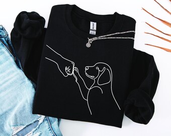 Minimalistisches Hunde Sweatshirt Line Art – Hand & Pfote – Hundeliebe Geschenk – Unisex Pullover für Hundebesitzer Dog Lover Geschenk