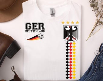 Germany Football Fan T-Shirt | Germany Soccer Shirt European Championship World Cup Fan Merchandise | Black Red Gold Outfit Men's Women's Stadium Shirt