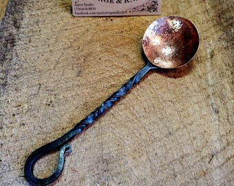 Copper and steel coffee scoop