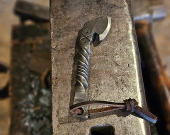 Hand forged axe bottle opener