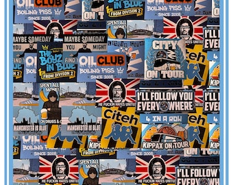 Manchester City-stickers | Verschillende maten | Cité | Lege stoelen | Echo's | Vakantiedagen | Voetbal | Vrijetijdskleding | Voetbal