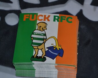 F*CK RFC 8x8cm Stickers - Inspired by Celtic Scotland Ireland Music Football Green & White Ultras Casuals