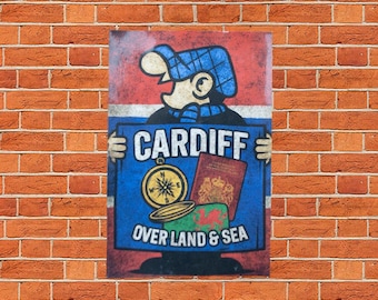 Over Land & Sea Stickers | Cardiff City Inspired | 6x9cm | Casuals | Away Days | Casuals | Ultras | Soul Crew