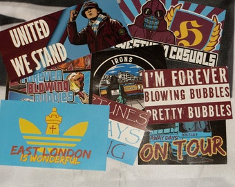 Mixed Bundle West Ham Stickers - Inspired by Hammers East London Music Football Irons Ultras Casuals Banter