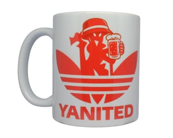 Yanited - Manchester United Inspired Mug - Casuals Red Football Fan Coffee Cup - Parody Sports Logo Mug - Match Day Brew Gift