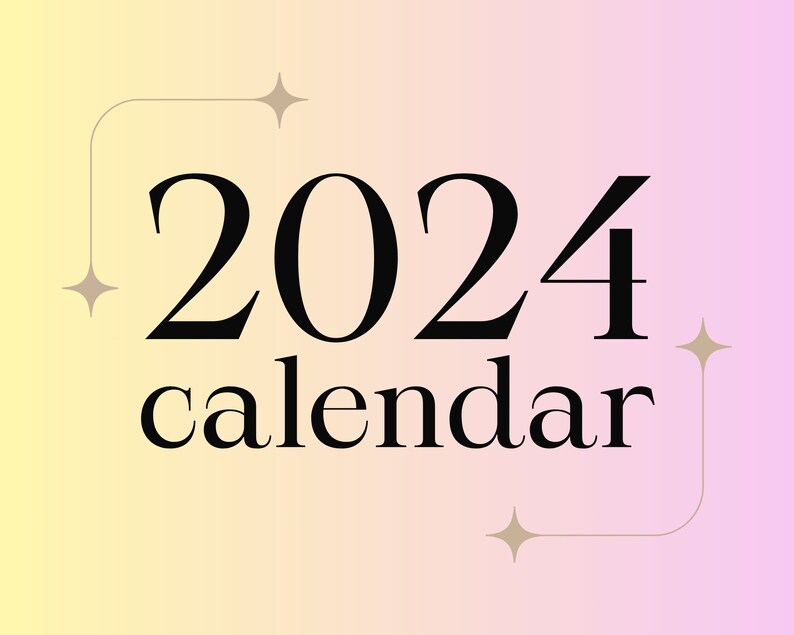 Calendar 2024 Printable, 2024 Calendar Printable, Digital Calendar 2024 ...