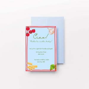 Pasta Party Invitation Template - Pasta La Vista Baby - Editable Pasta Night Invite | Funny Italian Dinner Printable, Instant Download