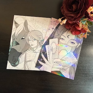 Lien (Zelda les larmes du royaume) et diseuse de bonne aventure Impression holographique, carte postale, fanart, art original