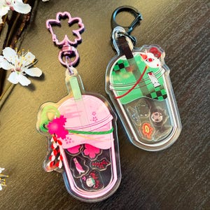 Sleutelhanger Shaker "Demon Slayer" – Nezuko en Tanjiro (Bubble Tea)